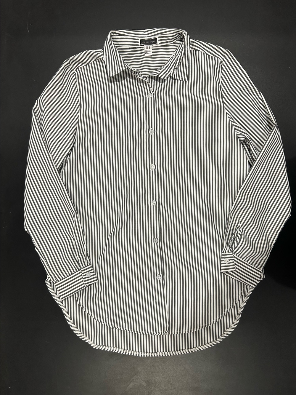 Black & White Vertical Stripe Dress Shirt - Unbranded